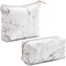 Set of 2 White Marble Makeup Organizer Bag, Cosmetic Storage Pouch, Travel Toiletry Case